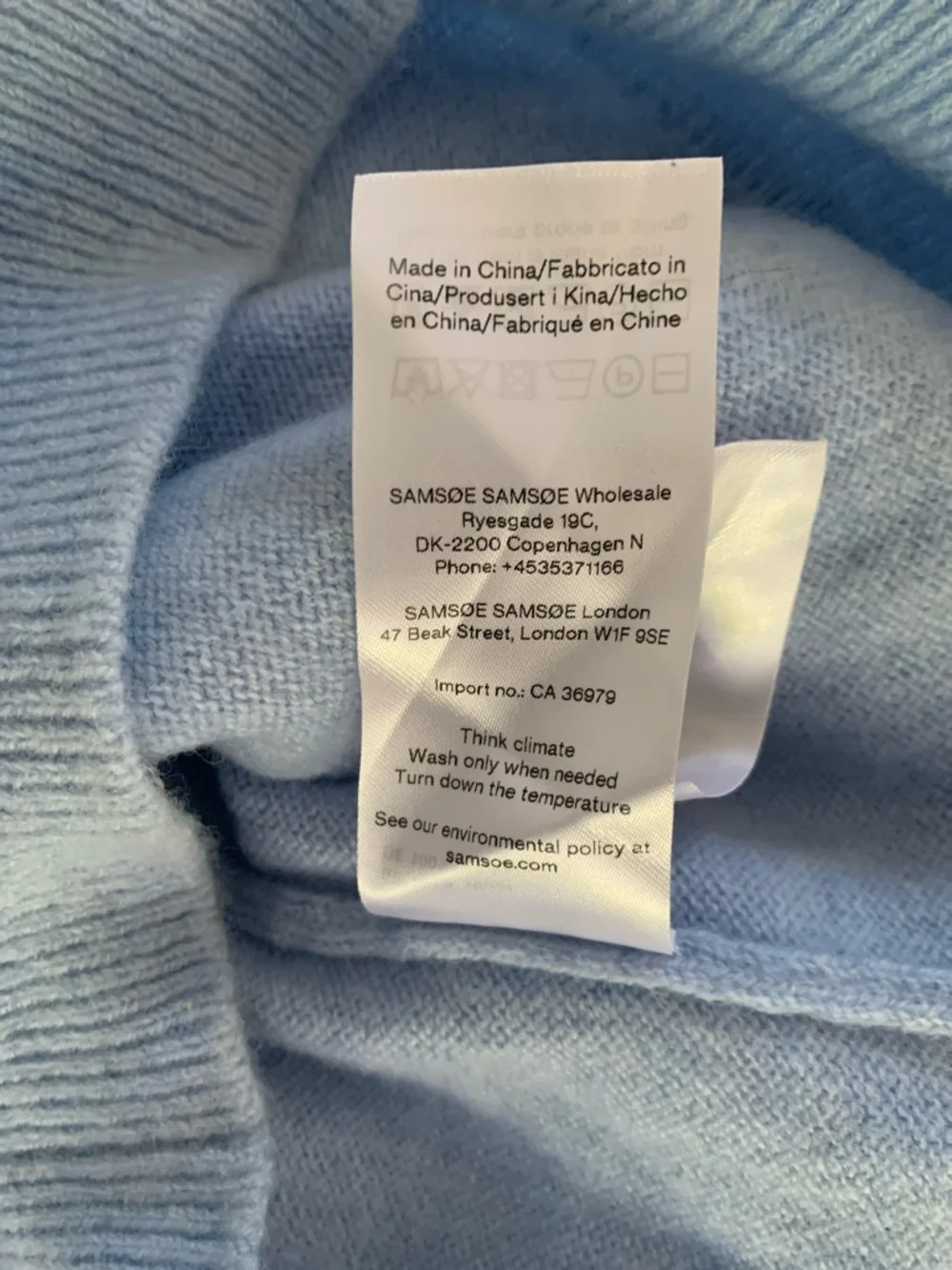 Samsøe Samsøe Viktor Crew Neck Sweater Men’s M 100% Wool Chambray Blue